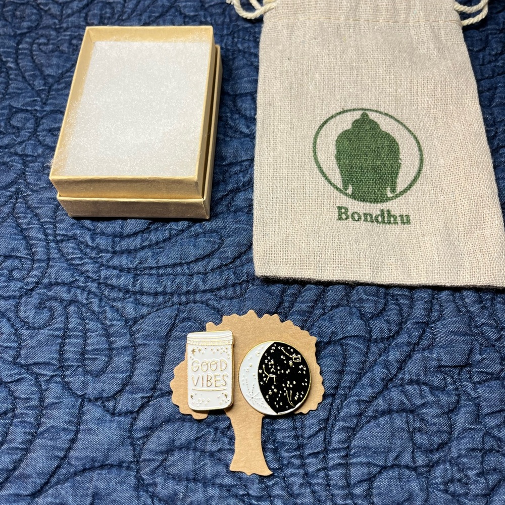 Bondhu "Good‎ Vibes" Celestial Moon & Tree Pins